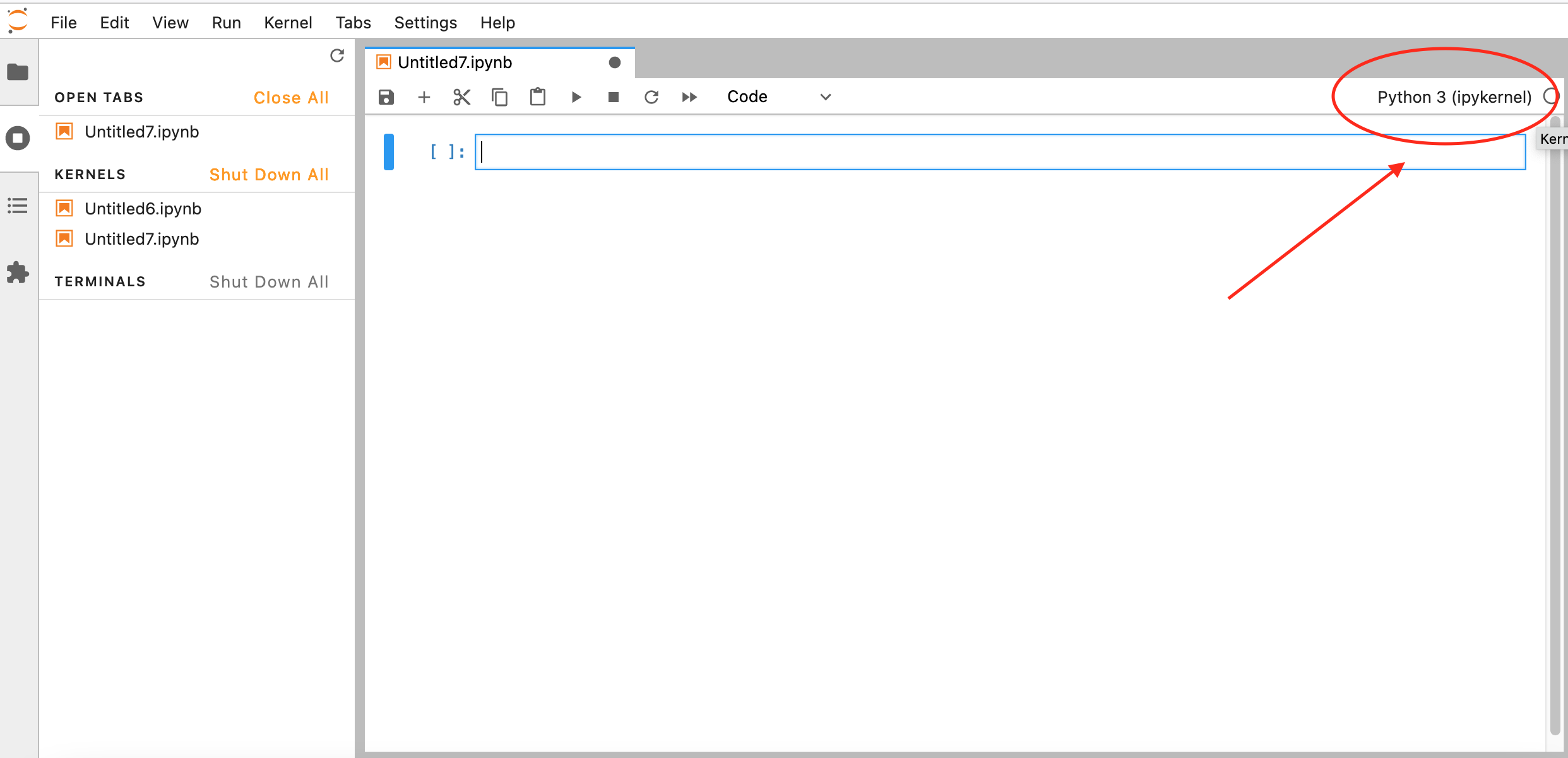 Change JN kernel manually.