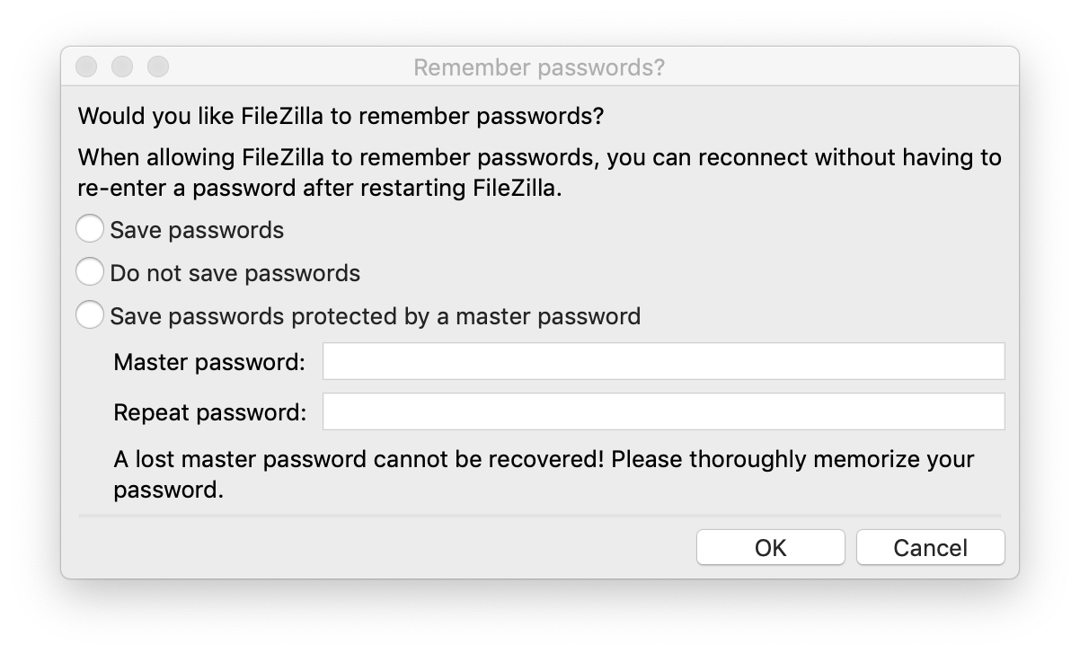 Transferring files using FileZilla