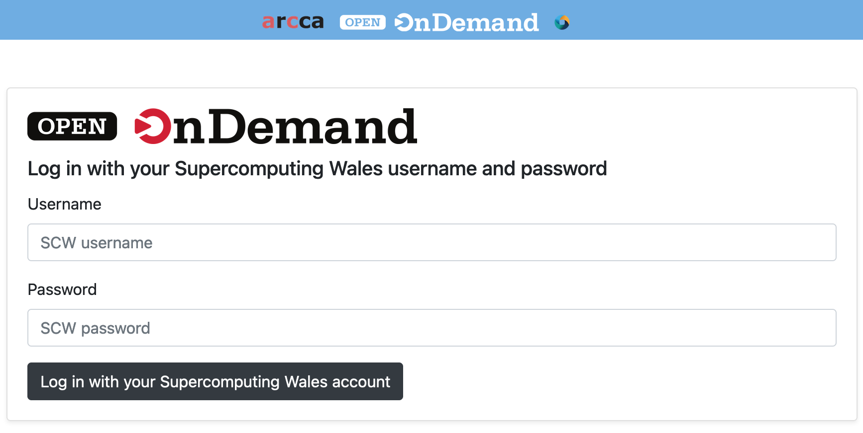 ARCCA OnDemand login page